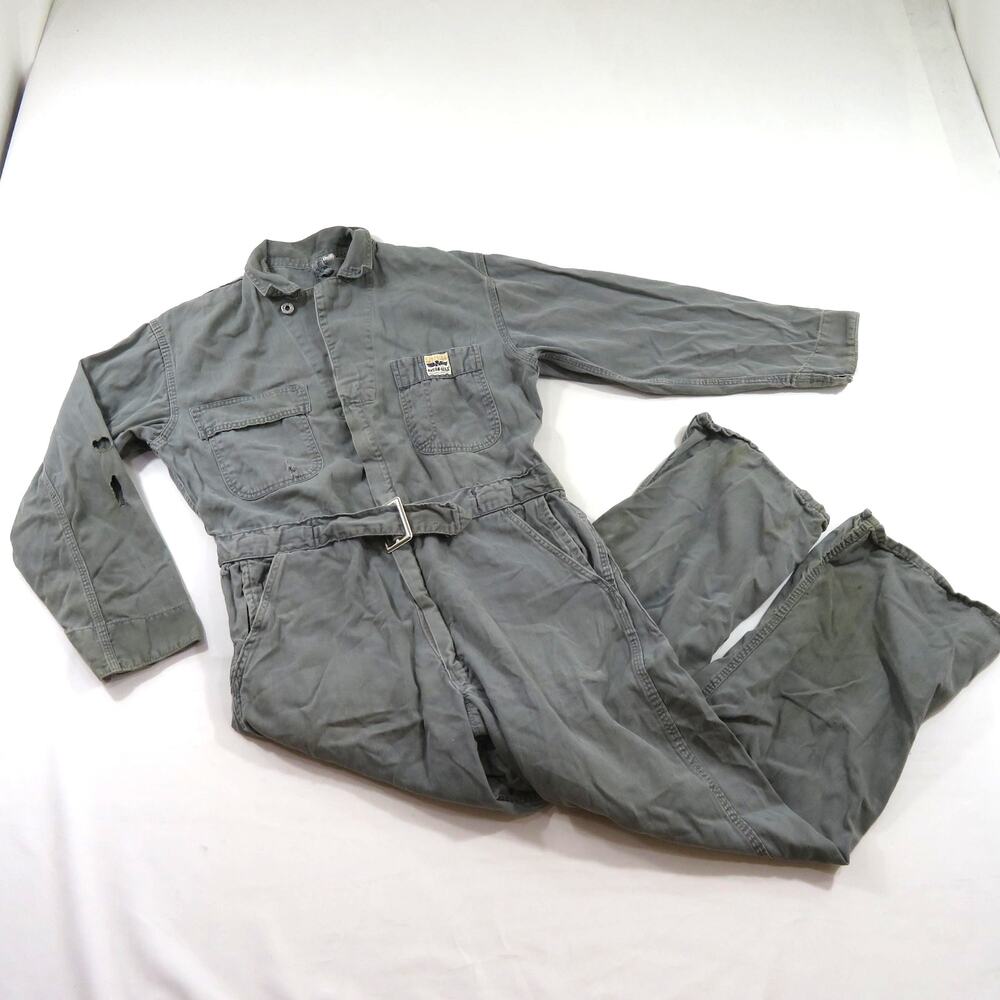 Sears Hercules Nation-Alls Coveralls HBT Gray Meas Sz PTP 45 W 36 I 26.5 1950s